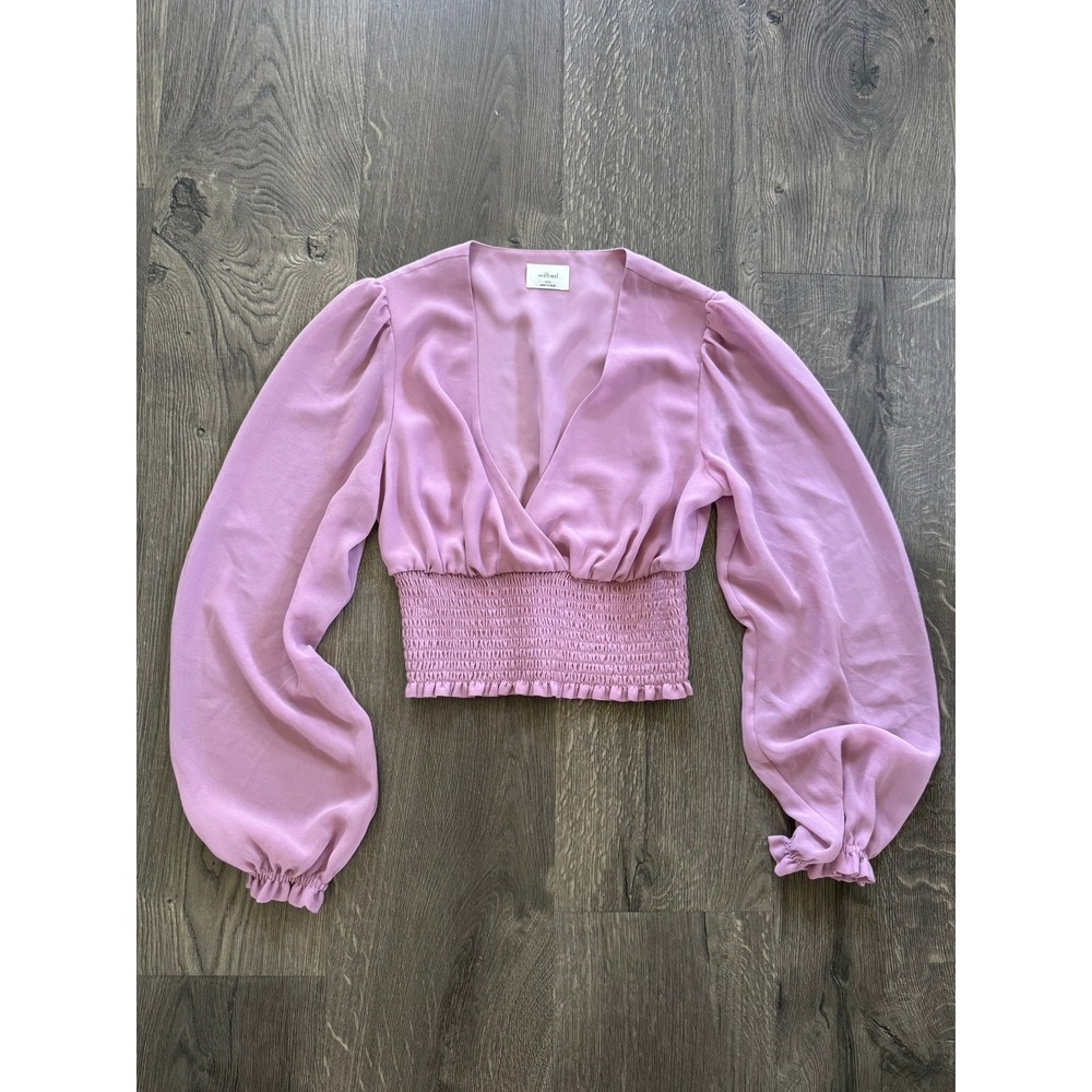 Wilfred Aritzia Wistful Plunge Blouse 2XS Lilac Orchid Fuschia Pink Top XXS